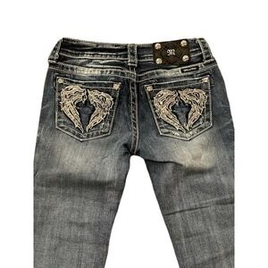 MISS ME Angel Wings Capri Jeans Embellished Size 26 JE5436P3 Western Cropped
